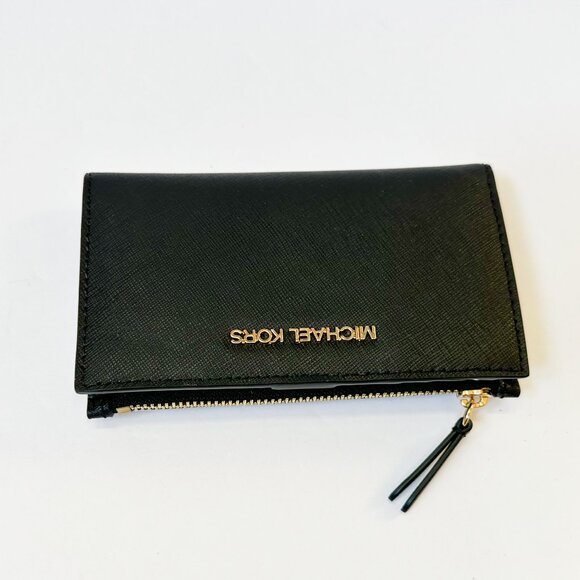 Michael Kors Jet Set Travel Small Bifold Card Case Wallet Black - Picture 6 of 11